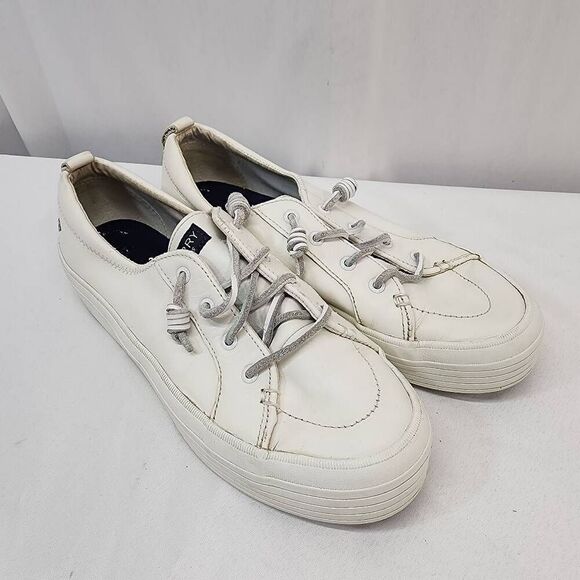 Sperry Size 10 Women's Crest Vibe Platform Leather Sneaker White Low Top - Picture 1 of 8